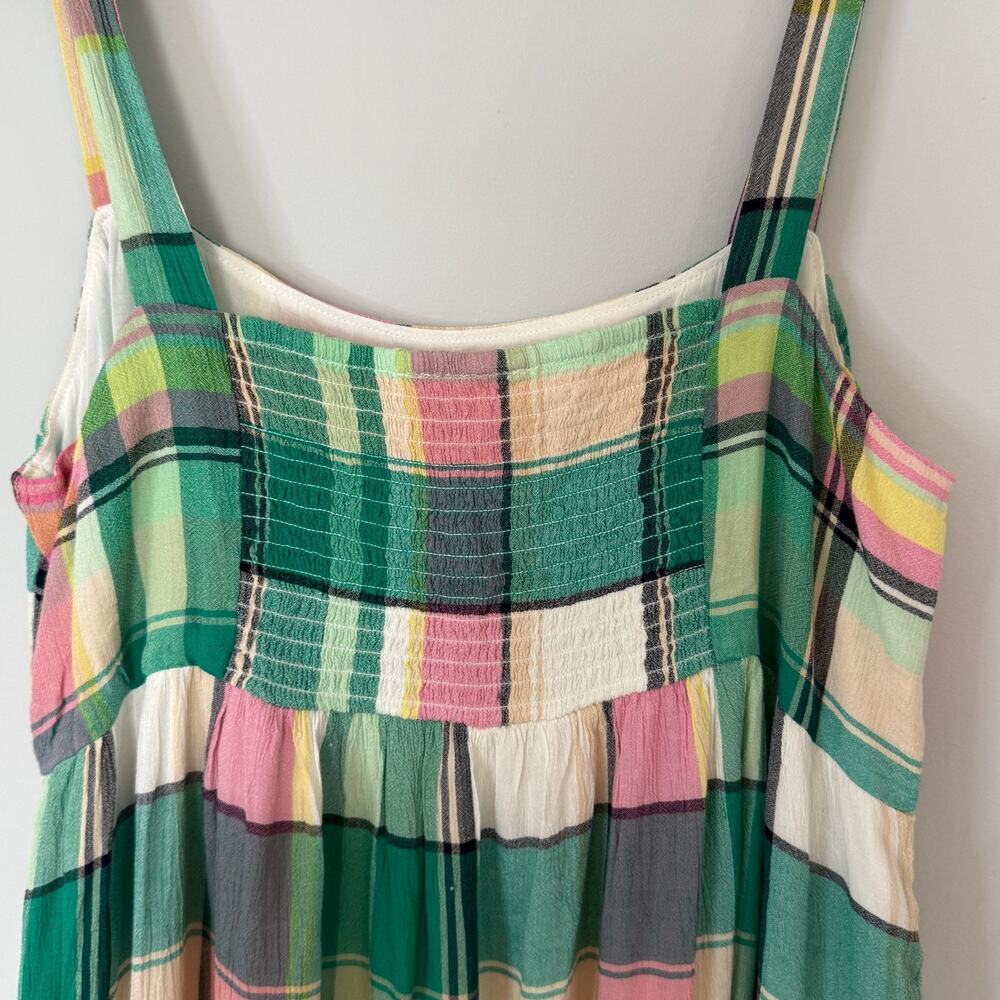 LOFT Green Pink Plaid Maxi Dress - Picture 7 of 8